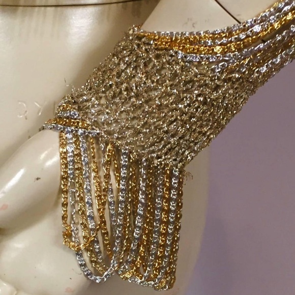 Hand Crocheted Lurex and Metal Chain Cardigan Tina Turner 1970 - Picture 6 of 8